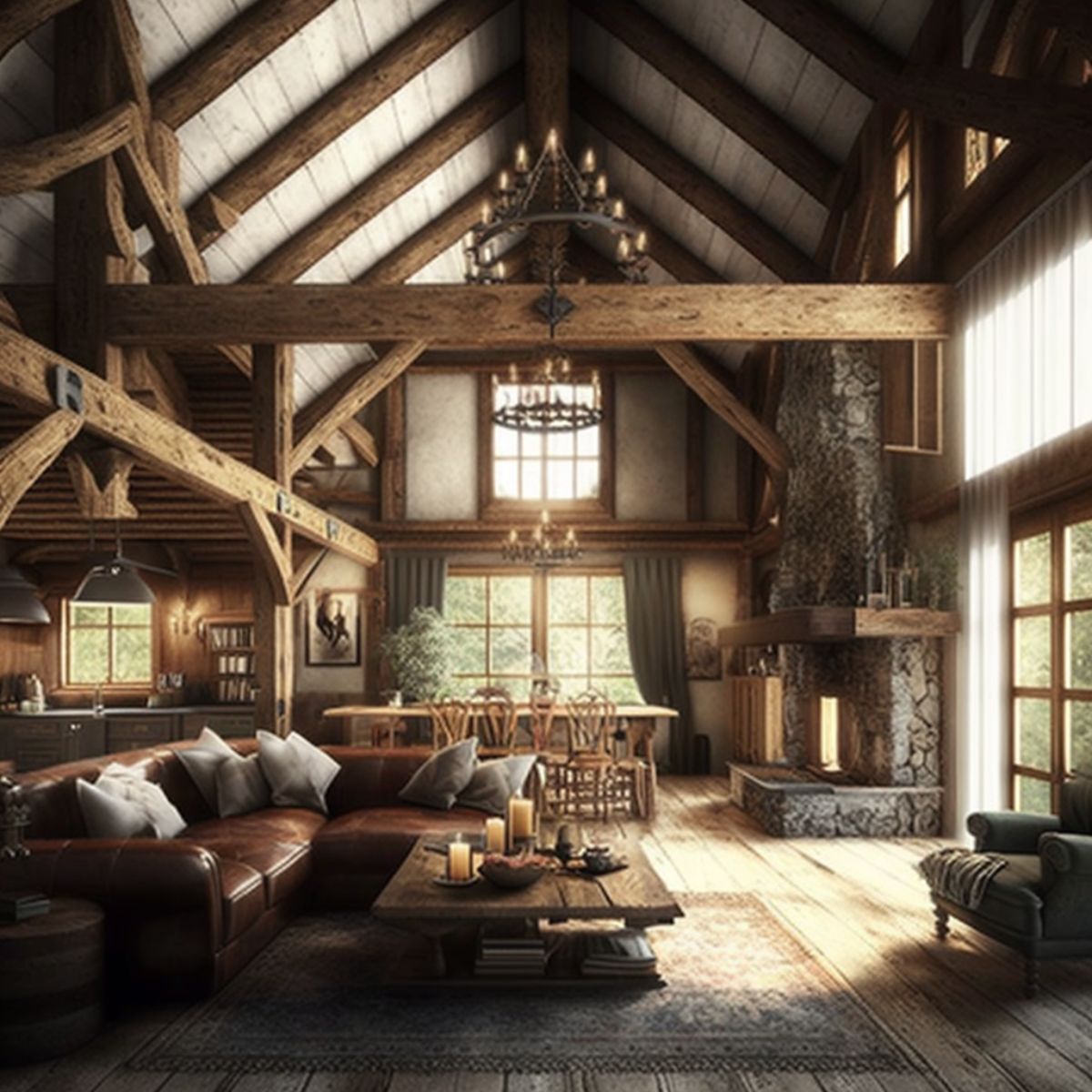 Chalet living room interior style