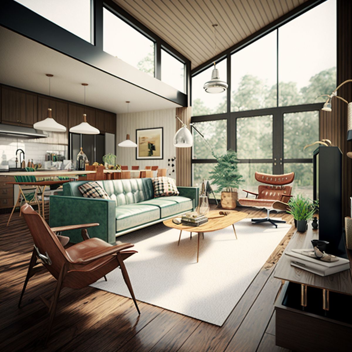 Mid-century modern style living room