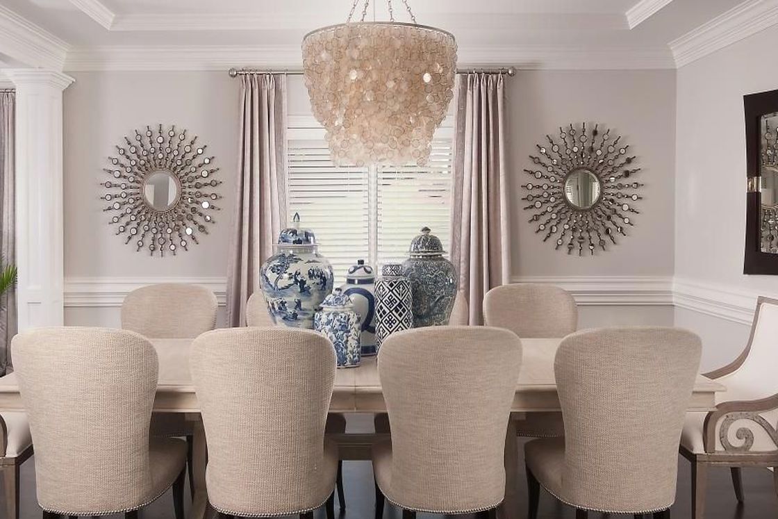 Capiz Shell Chandelier on a formal dining room