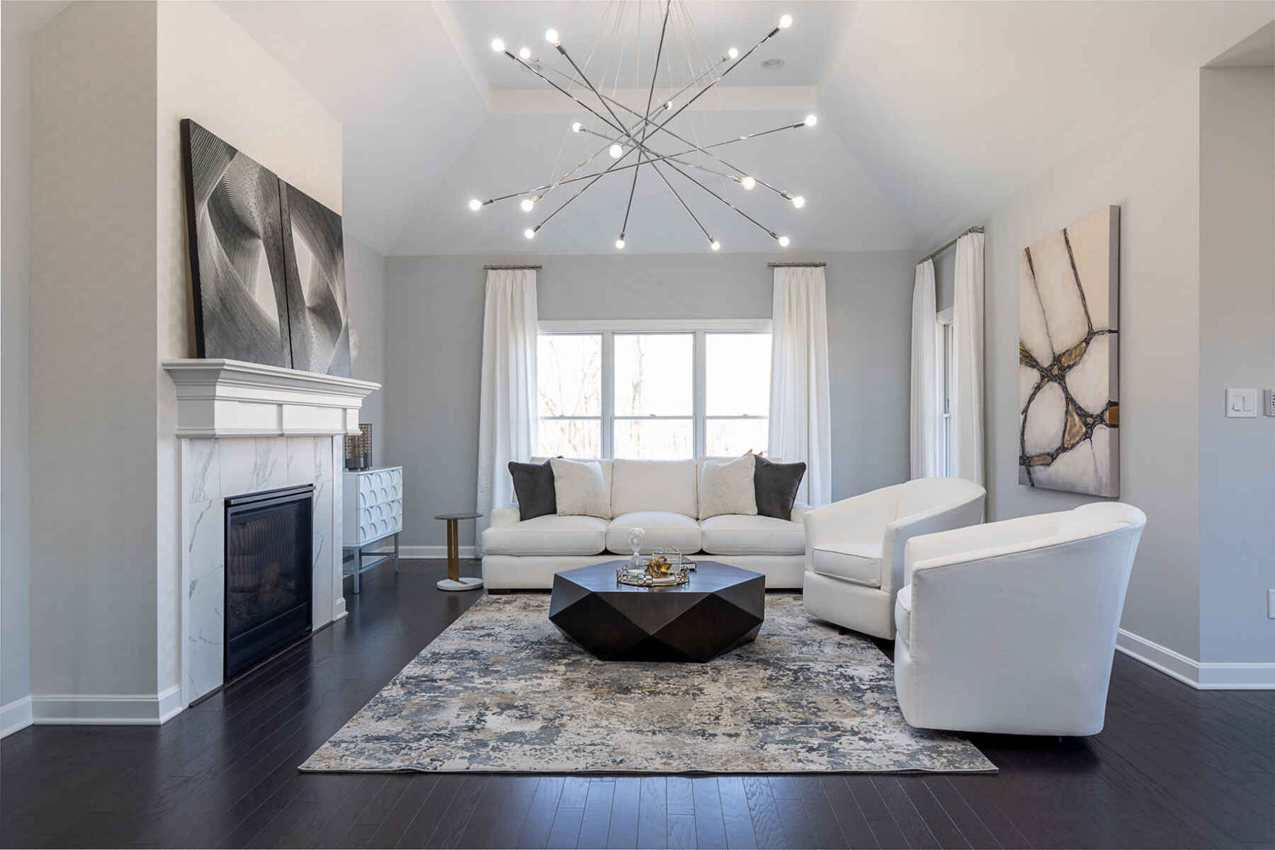 A white minimalist living room
