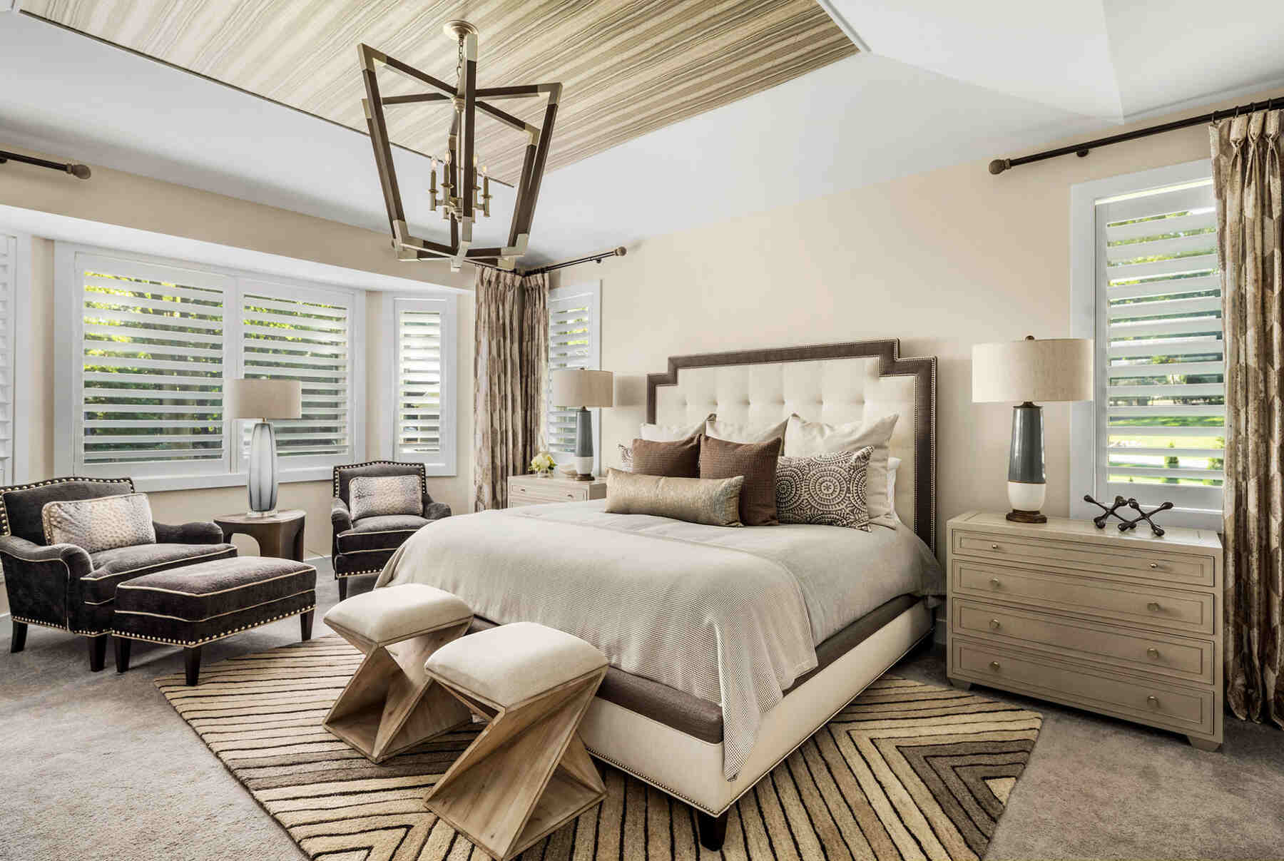 A bedroom with earthy tones